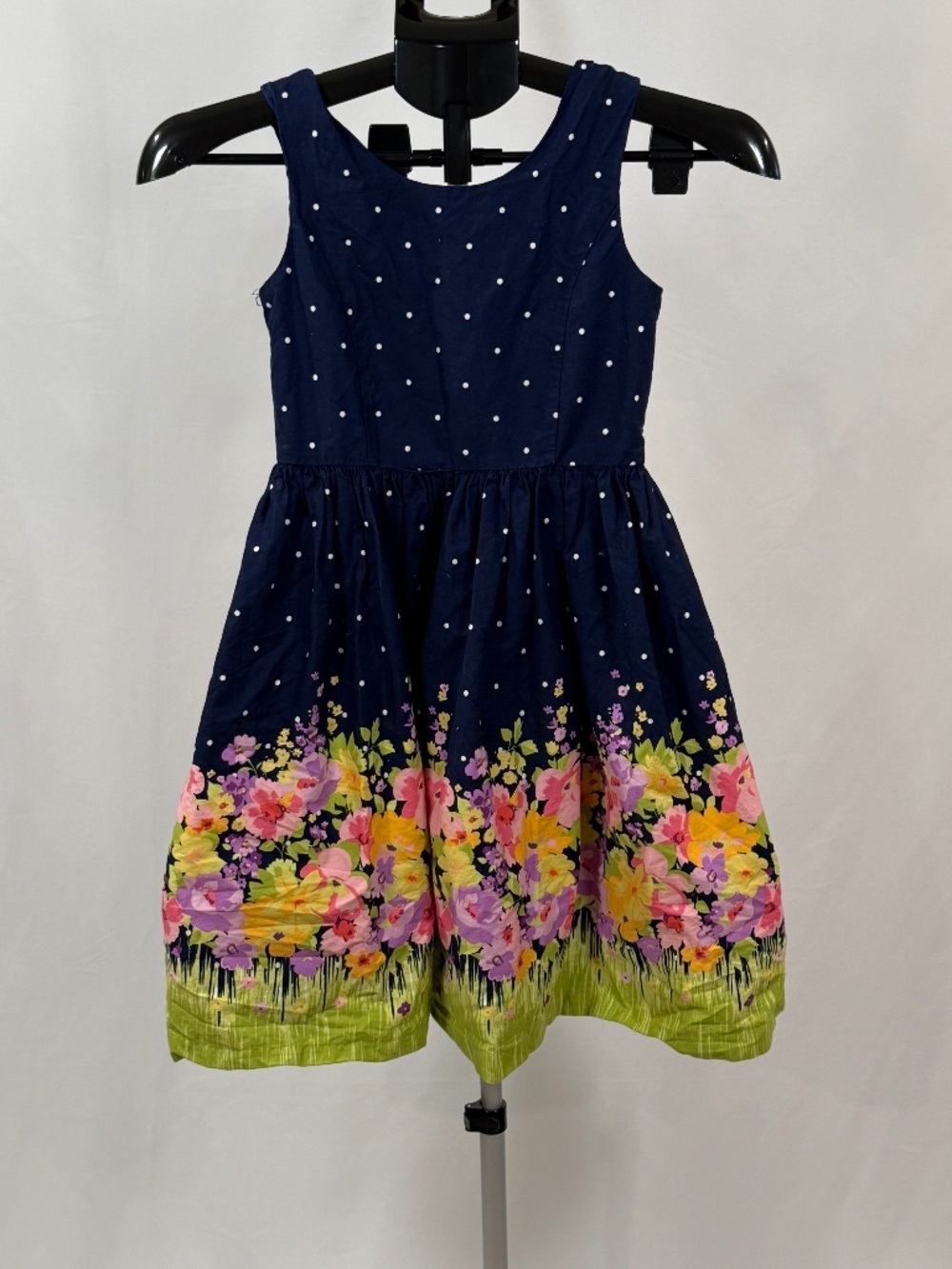 Bonnie Jean Girls Navy Floral Bow Back Dress Size 8